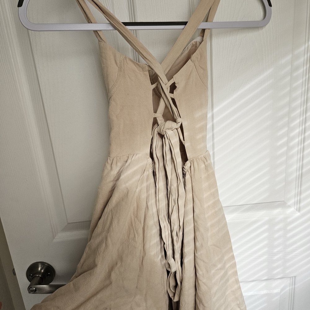 Women’s Strapless Beige Sundress - Picture 2 of 3